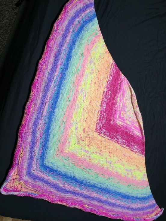 PitterPatterWares Accessories - Rainbow Candy Color Shawl OOAK Hand Knit